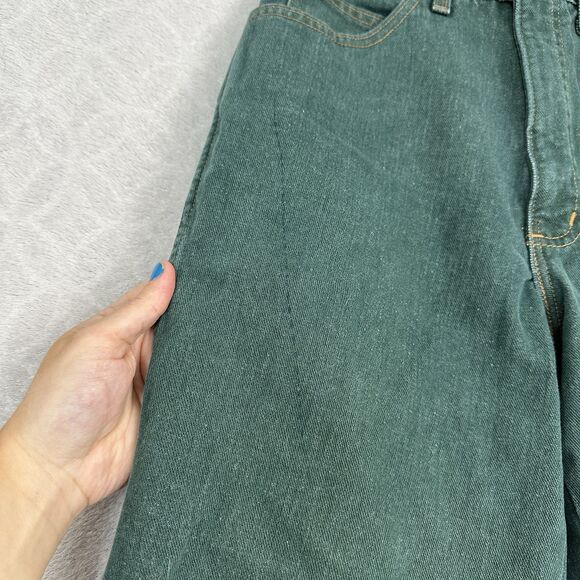 Vtg 90s Lands End Ankle Jeans Womens 6 Tall Green Denim Taper Leg Mom Grunge - Picture 4 of 13